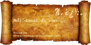 Nádasdi Áron névjegykártya
