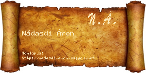 Nádasdi Áron névjegykártya